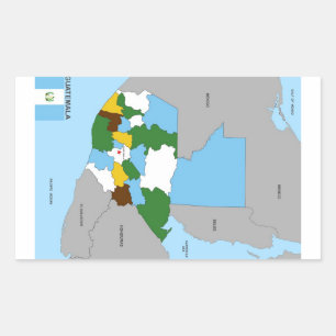 Adesivo Retangular bandeira do mapa político do país guatemala