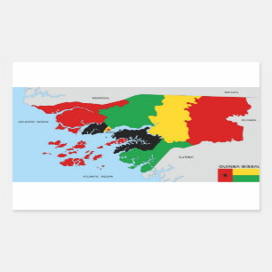 Adesivo Retangular bandeira do mapa político do país guiné-bissau