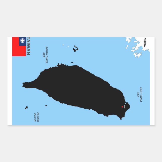 Adesivo Retangular bandeira do mapa político do país taiwan (Frente)