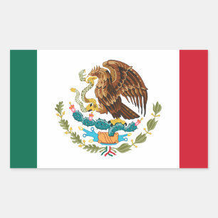 Adesivo Retangular Bandeira do México - Bandeira mexicana - Bandera d