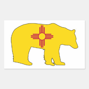 Adesivo Retangular Bandeira do Novo México Urso