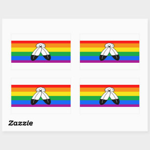 Adesivo Retangular Bandeira do Orgulho LGBTQ+ com Duas Espíritos
