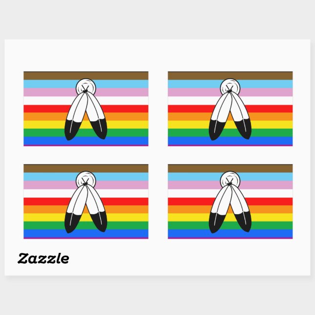Adesivo Retangular Bandeira do Orgulho Progressivo LGBTQ+ Two-Spirit (Folha)