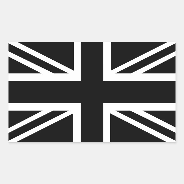 Adesivo Retangular Bandeira do País Black Union Jack British (UK) (Frente)