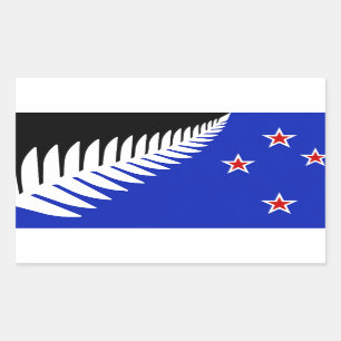 Adesivo Retangular Bandeira do Silver Fern na Nova Zelândia