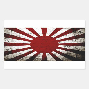 Adesivo Retangular Bandeira do Sol Nascente Grunge Preto Japão