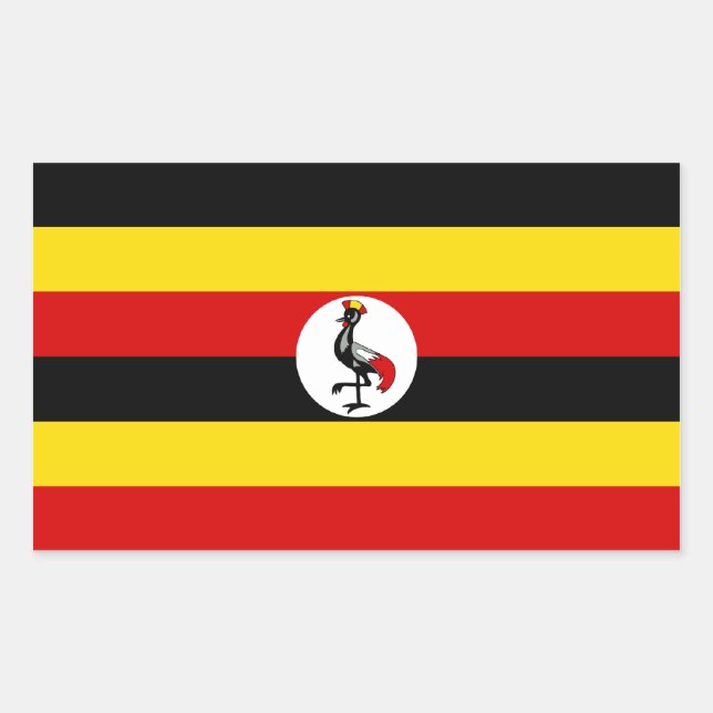 Adesivo Retangular Bandeira do Uganda/Uganda (Frente)