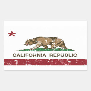 Adesivo Retangular Bandeira do urso da república de Califórnia