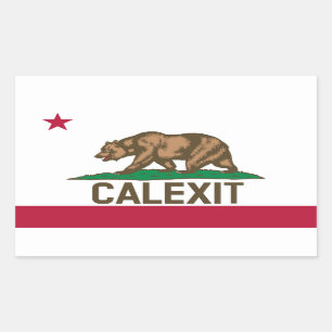Adesivo Retangular Bandeira do urso de CALEXIT Califórnia