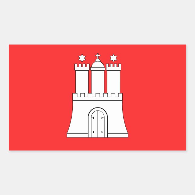 Adesivo Retangular Bandeira do Vinheta Retangular de Hamburgo (Frente)