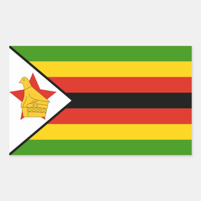 Adesivo Retangular Bandeira do Zimbabué (Frente)