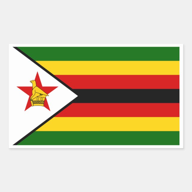 Adesivo Retangular Bandeira do Zimbabué, Bandeira do Zimbabué (Frente)