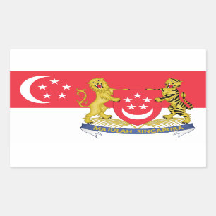 Adesivo Retangular Bandeira e Casaco de armas de Singapura