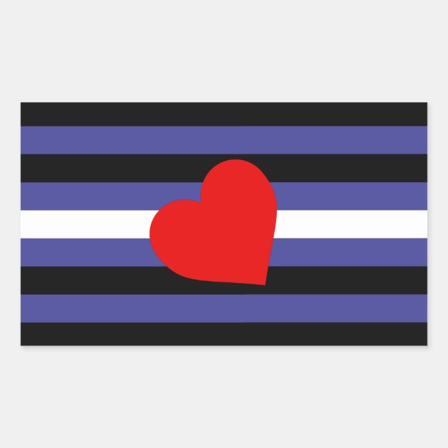 Adesivo Retangular Bandeira e Coração do Orgulho de Couro (Frente)
