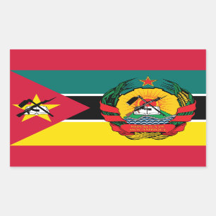 Adesivo Retangular Bandeira e emblema moçambicano, Bandeira de Moçamb
