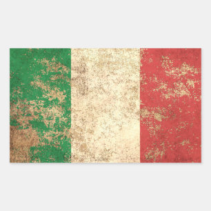 Adesivo Retangular Bandeira envelhecida áspera do italiano do vintag
