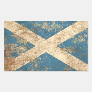 Adesivo Retangular Bandeira envelhecida áspera do Scottish do vintag
