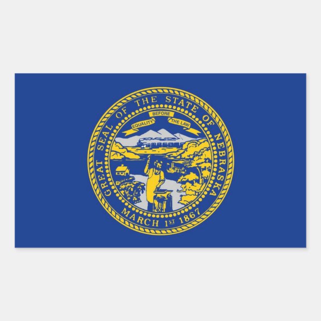 Adesivo Retangular Bandeira Estadual do Nebraska (Frente)