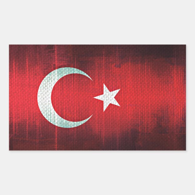 Adesivo Retangular Bandeira Estilizada da Turquia (Frente)