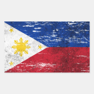 Adesivo Retangular Bandeira filipina arrastada e vestida