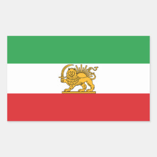 Adesivo Retangular Bandeira Histórica Original do Leão e Sol Iraniano