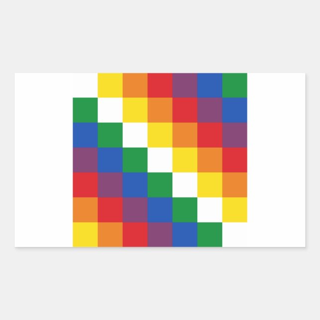 Adesivo Retangular Bandeira Huipala/Wipala. Andean Qulla Suyu. Bolívi (Frente)