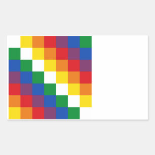 Adesivo Retangular Bandeira Huipala/Wipala. Andean Qulla Suyu. Bolívi