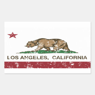 Adesivo Retangular bandeira Los Angeles de Califórnia afligida