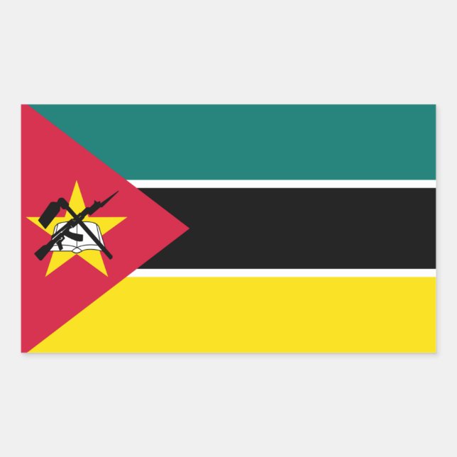 Adesivo Retangular Bandeira moçambicana, bandeira de Moçambique (Frente)