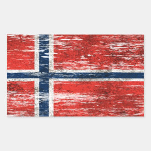 Adesivo Retangular Bandeira norueguesa arrastada e vestida