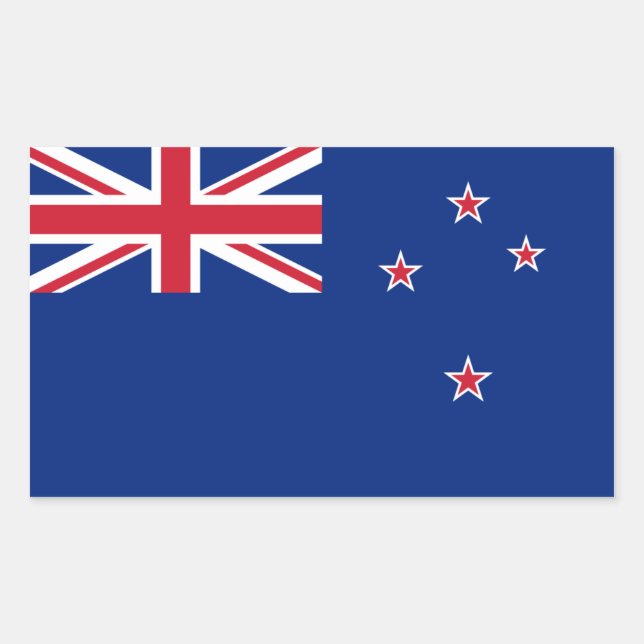 Adesivo Retangular Bandeira Nova Zelândia/Zealander/Kiwi (Frente)