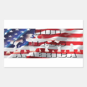 Adesivo Retangular Bandeira Patriótica Americana Deus Abençoe a Améri