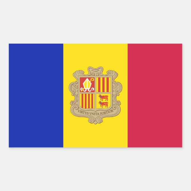 Adesivo Retangular Bandeira Patriótica Andorra (Frente)