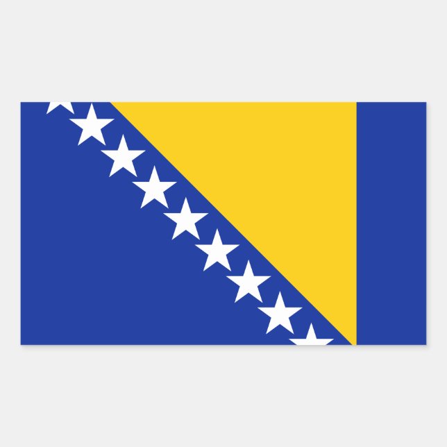Adesivo Retangular Bandeira Patriótica da Bósnia-Herzegovina (Frente)