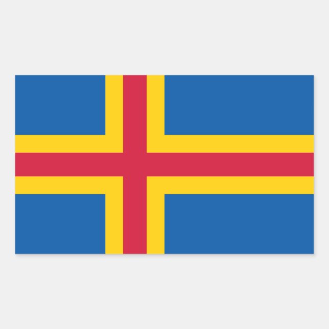 Adesivo Retangular Bandeira Patriótica das Ilhas Åland (Frente)