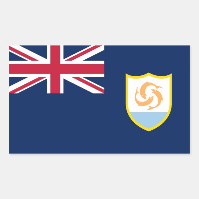 Adesivo Retangular Bandeira Patriótica de Anguilla (Frente)