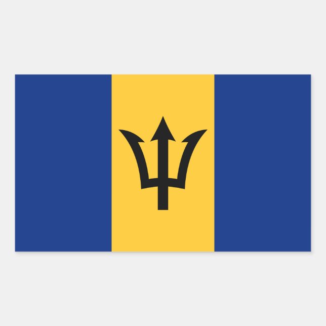 Adesivo Retangular Bandeira Patriótica de Barbados (Frente)