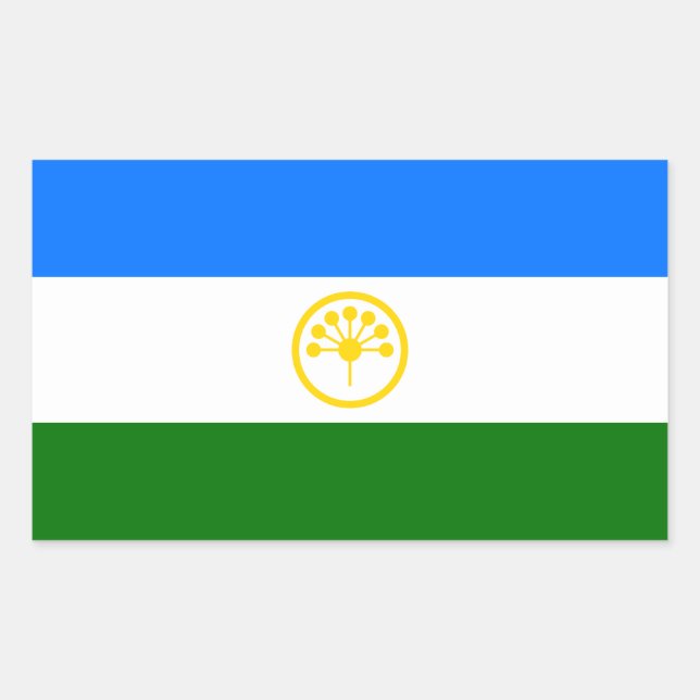 Adesivo Retangular Bandeira Patriótica de Bashkortostan (Frente)