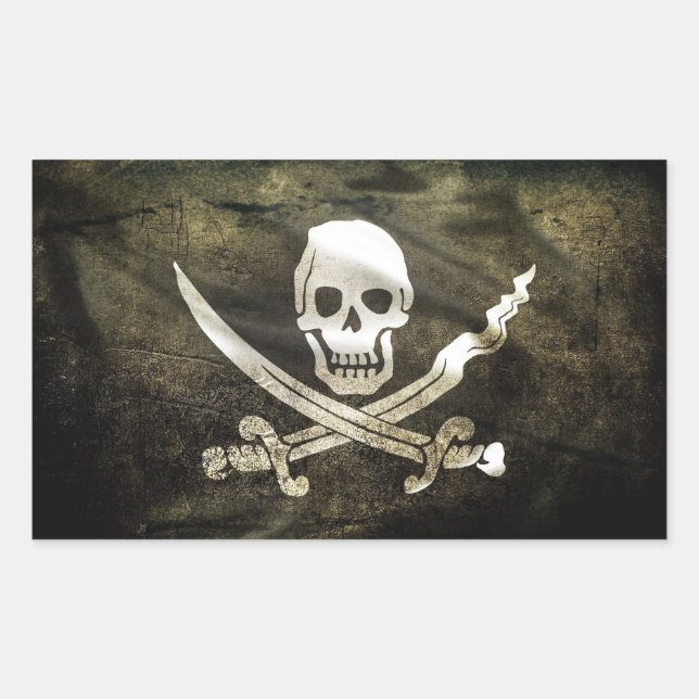 Adesivo Retangular Bandeira pirata (Frente)