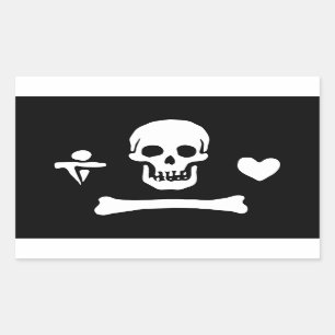 Adesivo Retangular Bandeira Pirata Stede Bonnet Jolly Roger