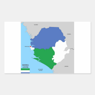 Adesivo Retangular bandeira política do mapa do país de Sierra Leã