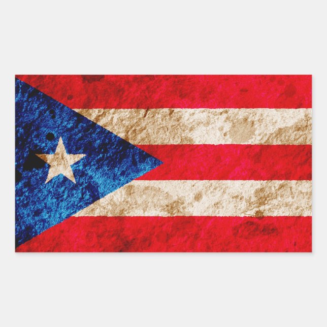 Adesivo Retangular Bandeira porto-riquenha resistente (Frente)