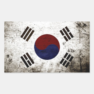 Adesivo Retangular Bandeira preta de Coreia do Sul do Grunge