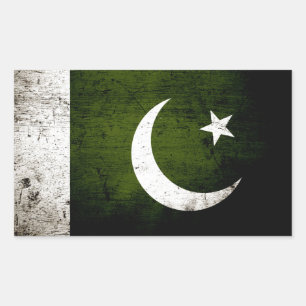 Adesivo Retangular Bandeira preta de Paquistão do Grunge
