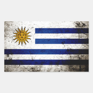 Adesivo Retangular Bandeira preta de Uruguai do Grunge