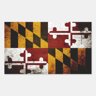 Adesivo Retangular Bandeira preta do estado de Maryland do Grunge