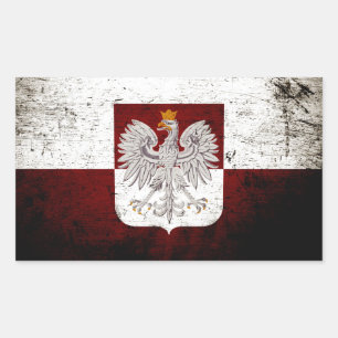 Adesivo Retangular Bandeira preta do Polônia do Grunge