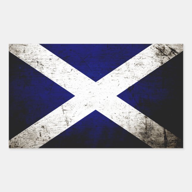Adesivo Retangular Bandeira Preta Grunge da Escócia (Frente)