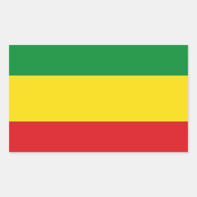 Adesivo Retangular Bandeira Rastafarian Rasta Etiópia (Frente)