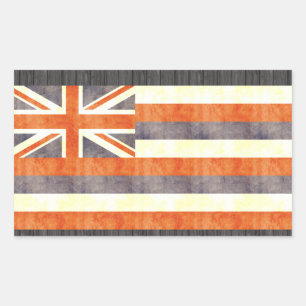 Adesivo Retangular Bandeira retro de Havaí do vintage